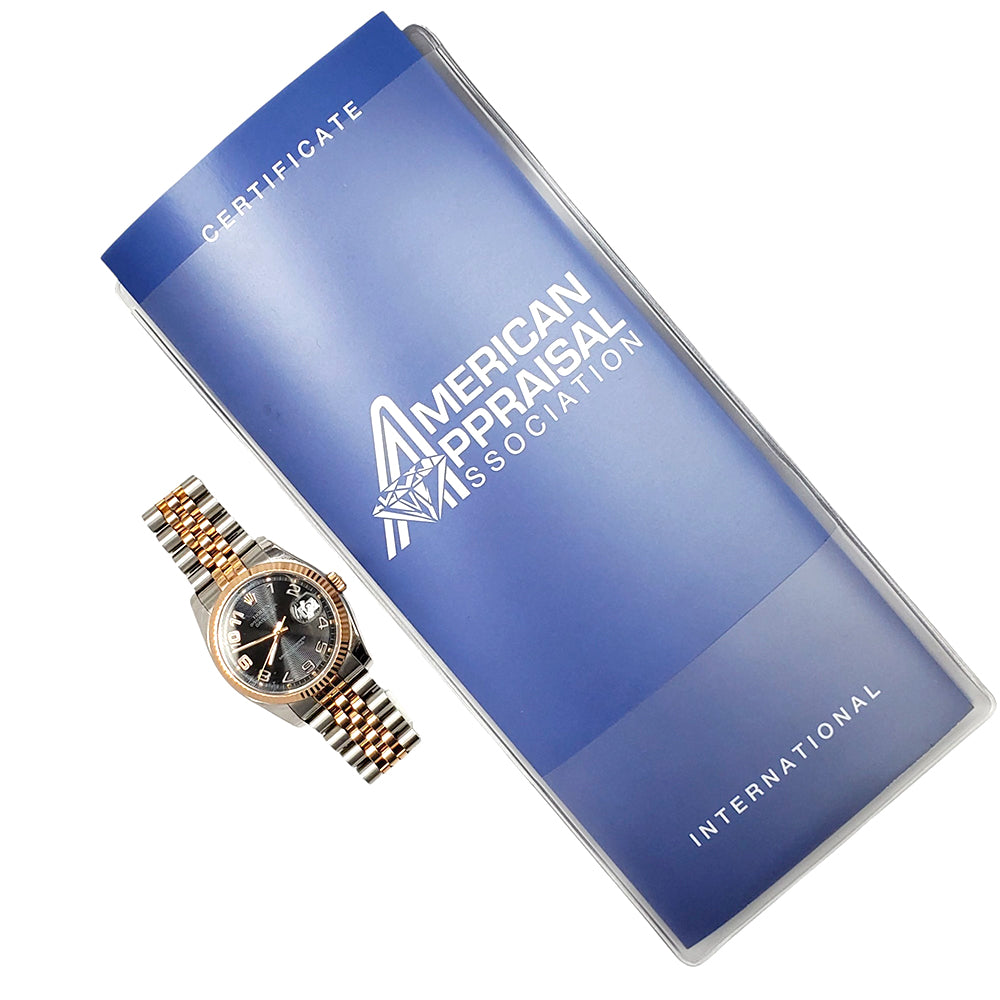 Rolex Datejust 36mm Black Concentric Dial Rose Gold/Steel Jubilee Watch 116231