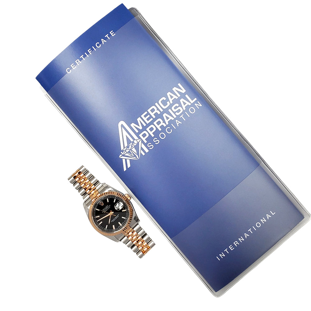 Rolex Datejust 36mm Black Index Dial Rose Gold/Steel Jubilee Watch 116231