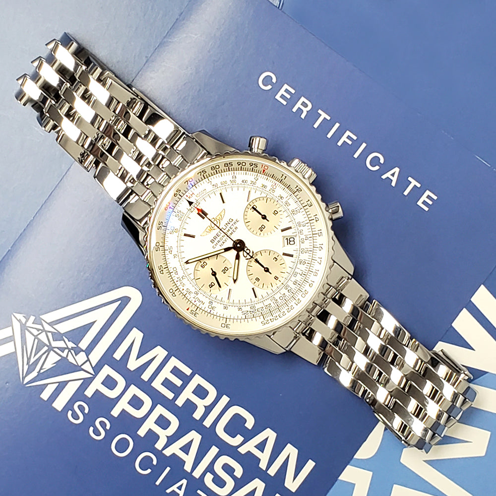 Breitling Navitimer Chronograph 42mm Silver Dial Automatic Steel Mens Watch A23322