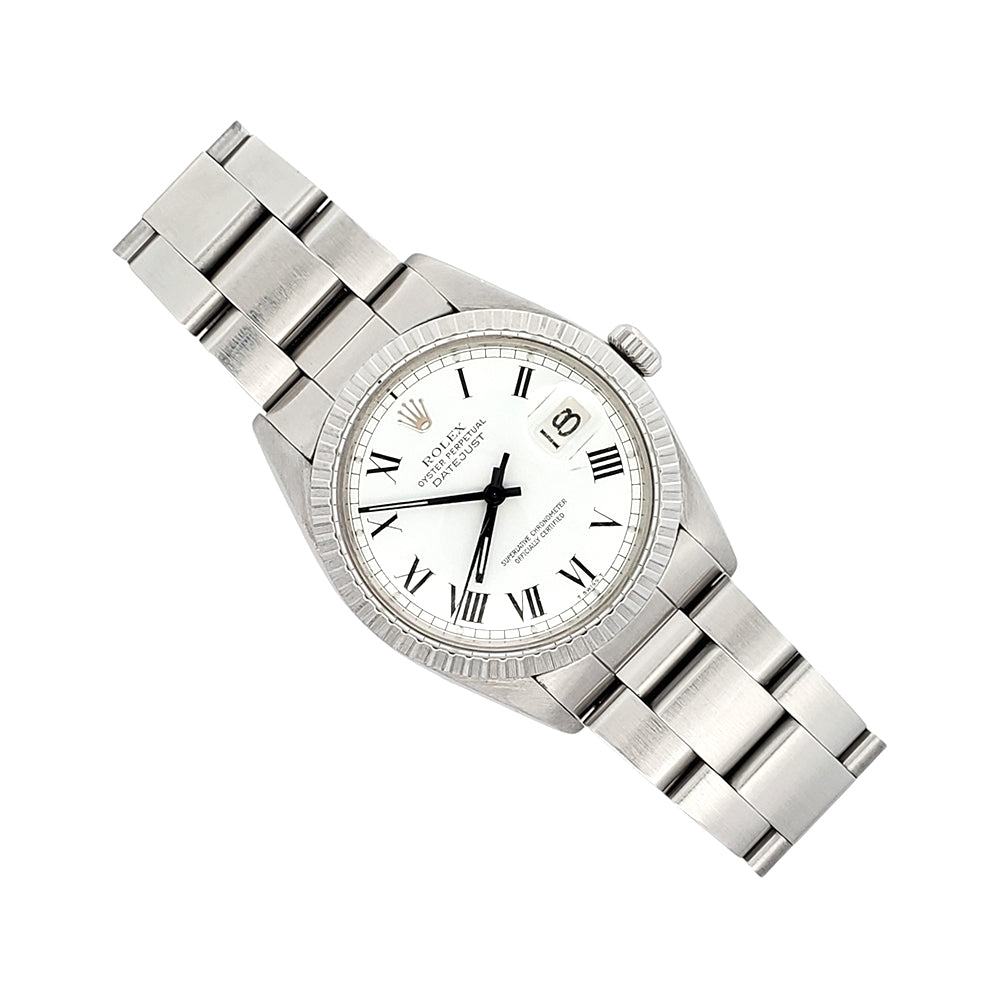 Rolex Datejust 36mm 16030 Buckley White Roman Dial Steel Oyster Watch