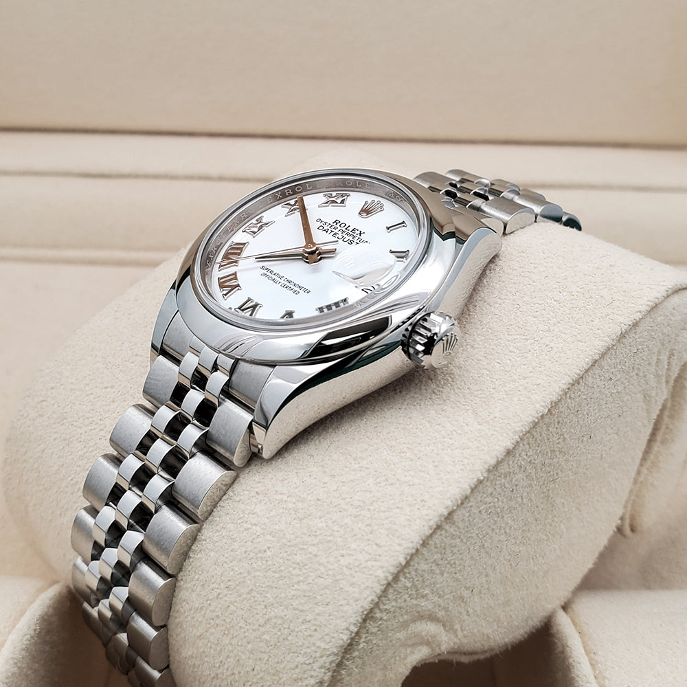 Rolex Lady-Datejust 28mm 279160 White Roman Dial Steel Jubilee Watch 2023 Box Papers