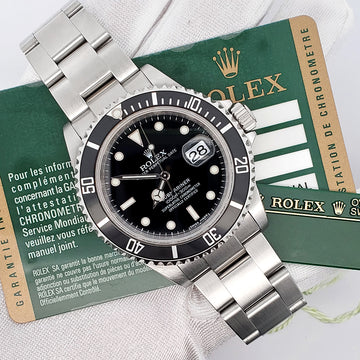 Rolex Submariner Date 16610 40mm Engraved Rehaut Stainless Steel Watch Box Papers