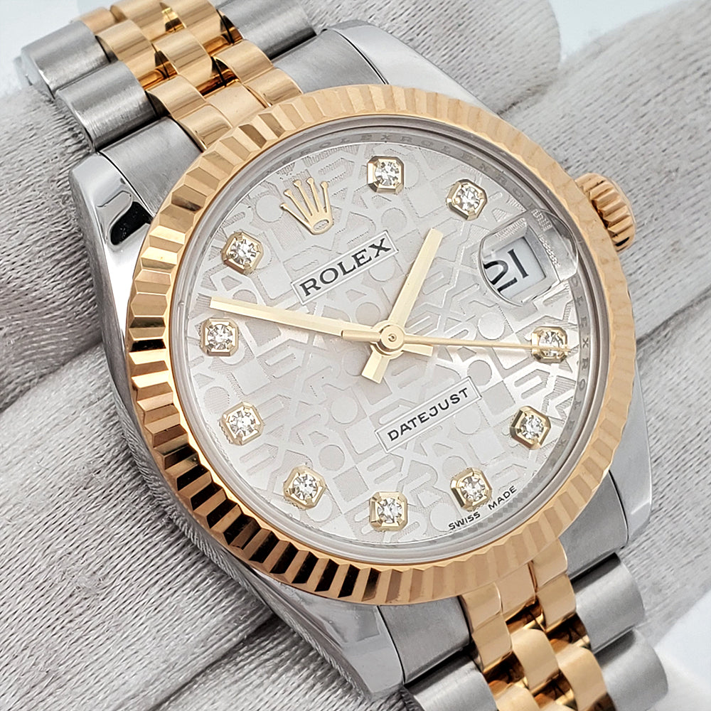 Rolex Datejust 31mm 178273 Factory Diamond Silver Jubilee 2-tone Yellow Gold/Steel Watch