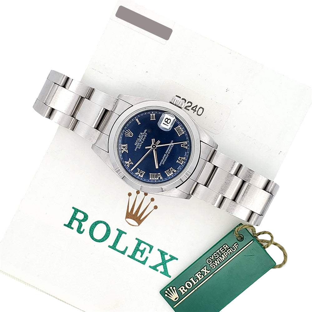 Rolex Datejust 31mm Blue Roman Steel Oyster Watch 78240 Papers/Tag