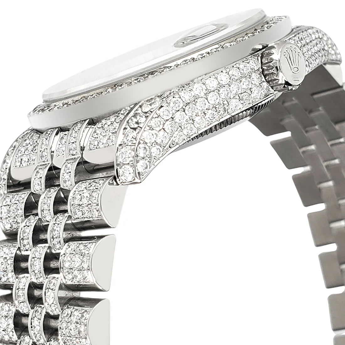 Rolex Datejust 36mm Pave 10.2ct Iced Diamond Silver Decorated Blue Arabic Dial Jubilee Watch 116200 Box Papers