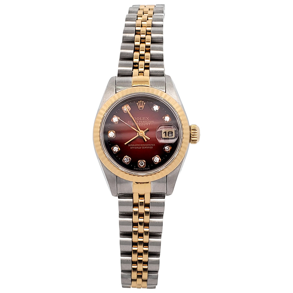 Rolex Datejust Factory Red Vignette Diamond Dial Yellow Gold /Steel Jubilee Watch 69173