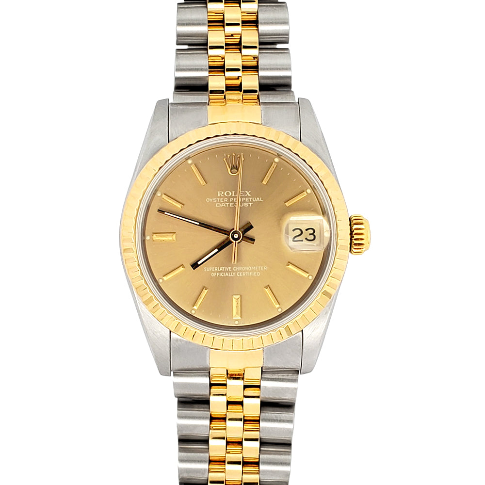 Rolex Datejust 31mm Champagne Index 2-Tone Gold/Steel Jubilee Watch 68273