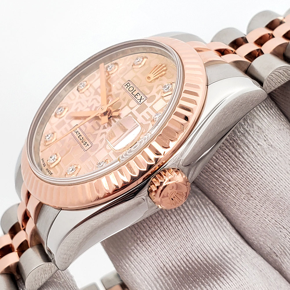 Rolex Datejust Factory Jubilee Diamond Dial 2-Tone Rose Gold/Steel 31mm Jubilee Watch 178271 Box Papers