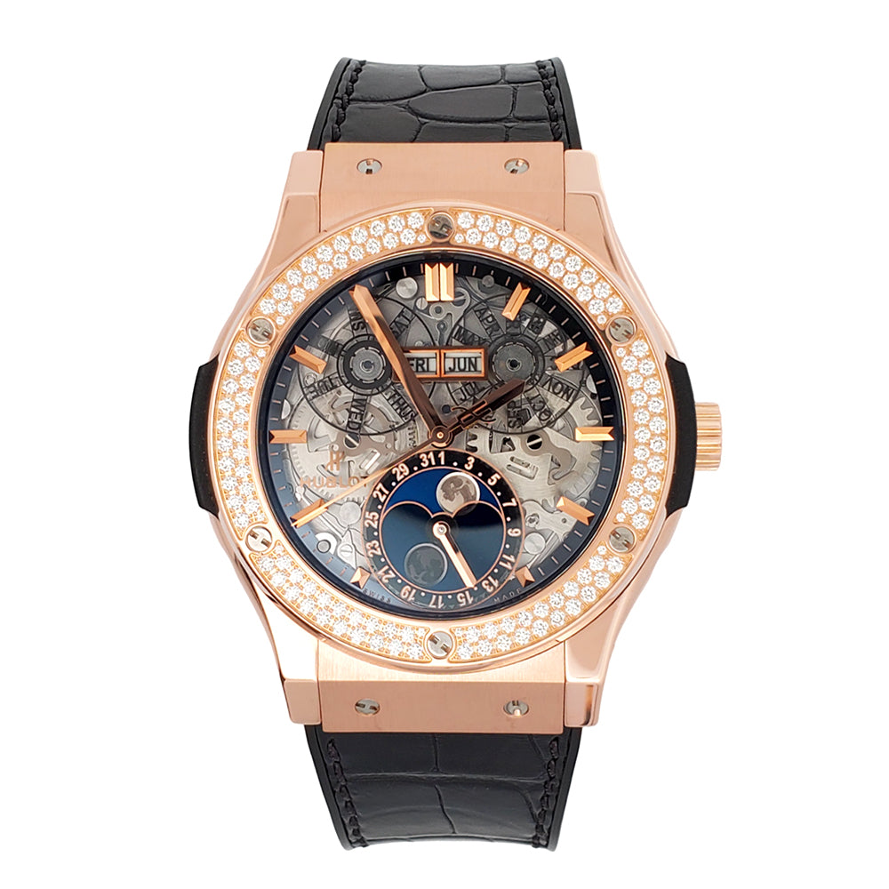 Hublot Factory Diamond Classic Fusion Aerofusion Moonphase King Gold 45mm Rose Gold Watch