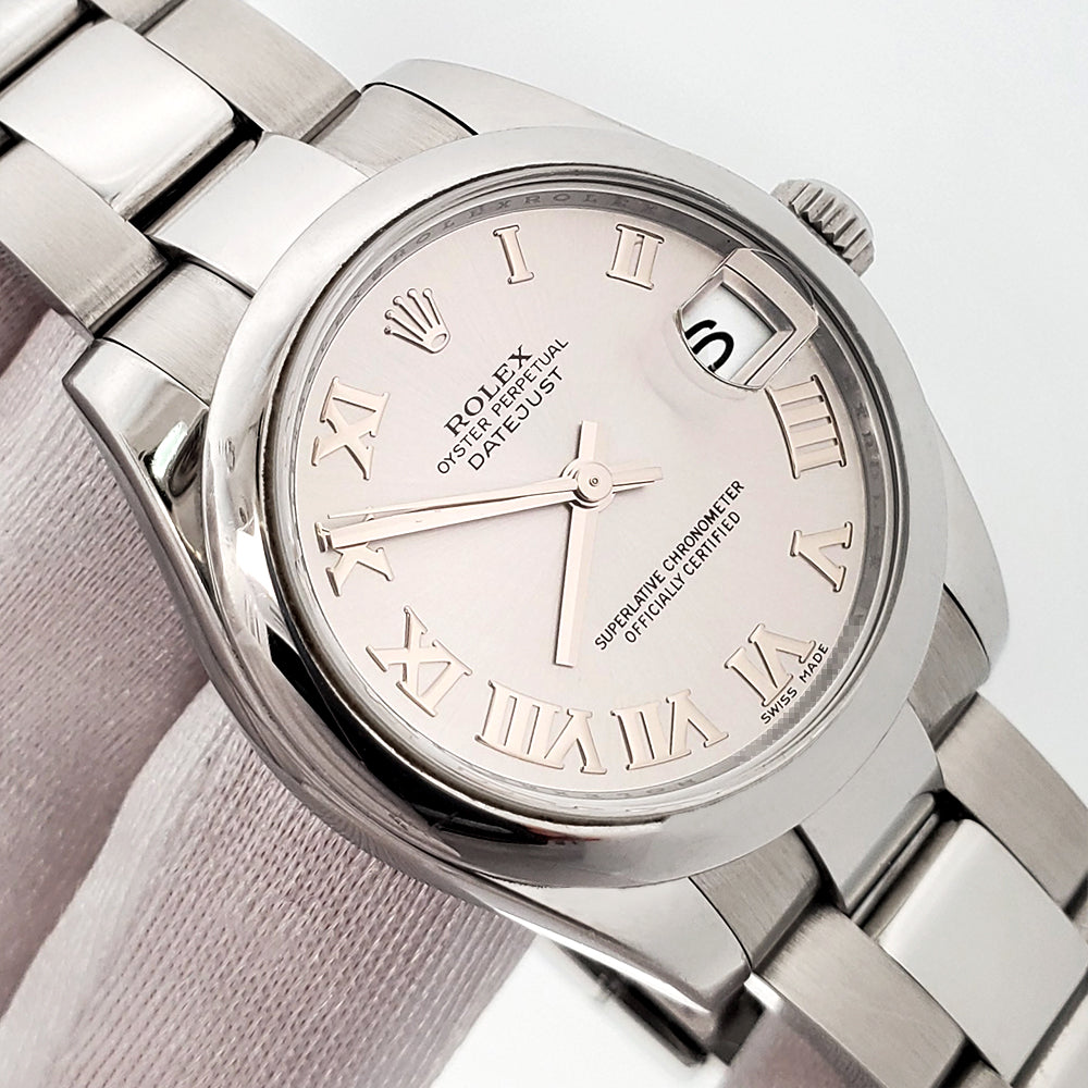 Rolex Datejust Midsize Silver Roman Steel Oyster 31mm Watch 178240