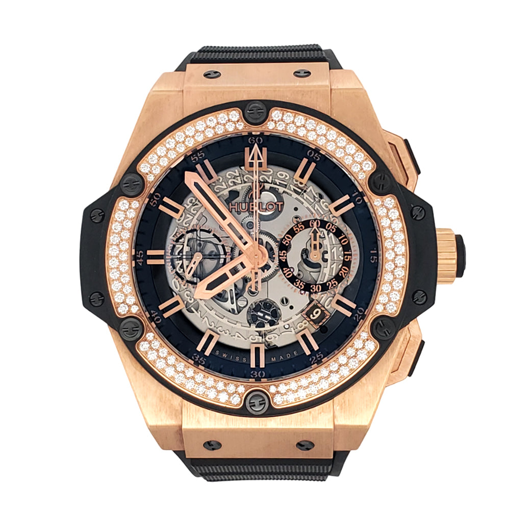 Shop Hublot King Power UNICO Skeleton dial Diamond Watch