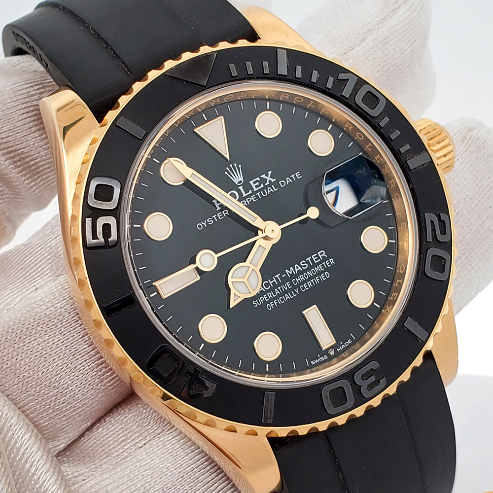 Rolex Yacht-Master 42mm 226658 Black Dial Oysterflex Strap Yellow Gold Watch 2023 Box Papers