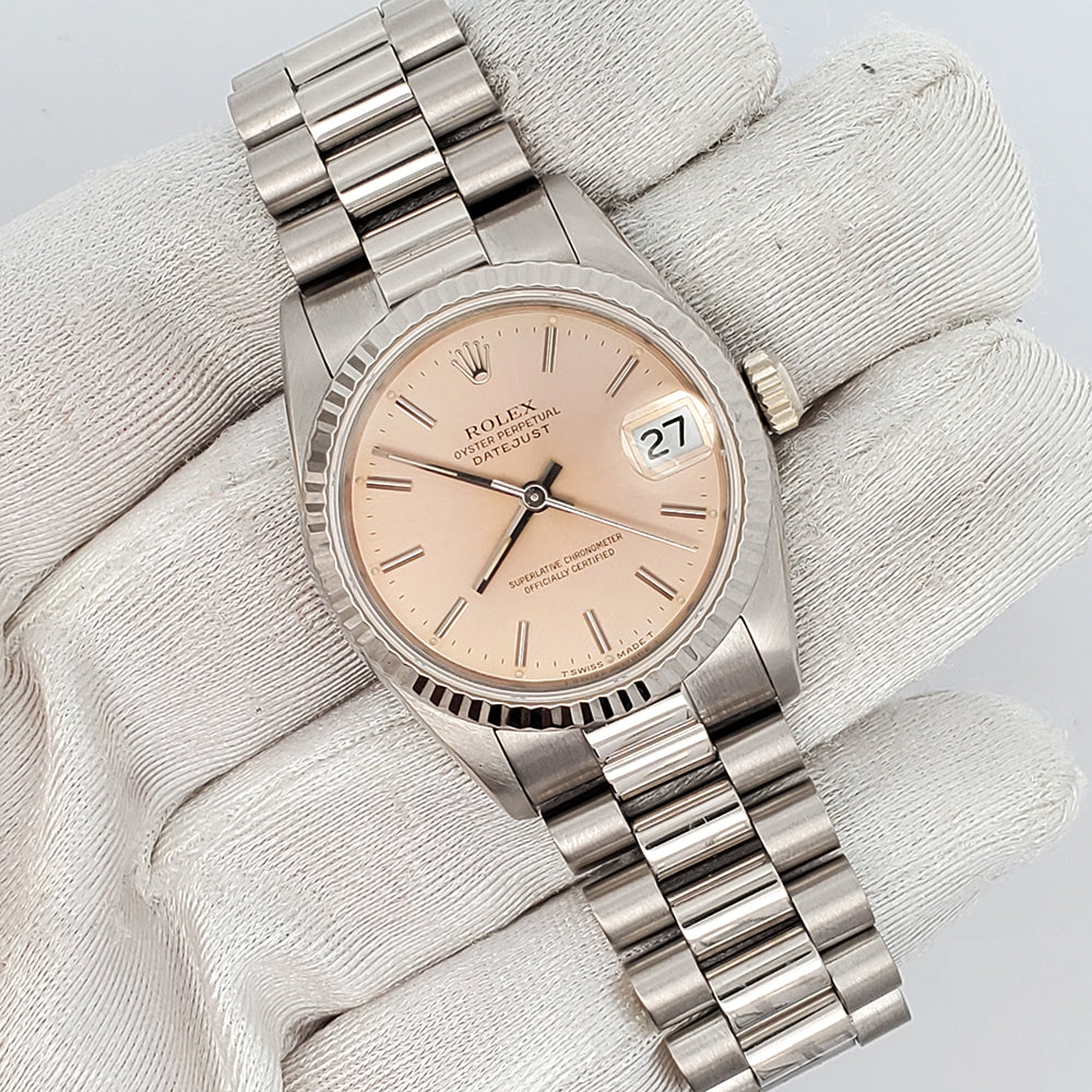Rolex President Datejust 31mm White Gold Watch 68279