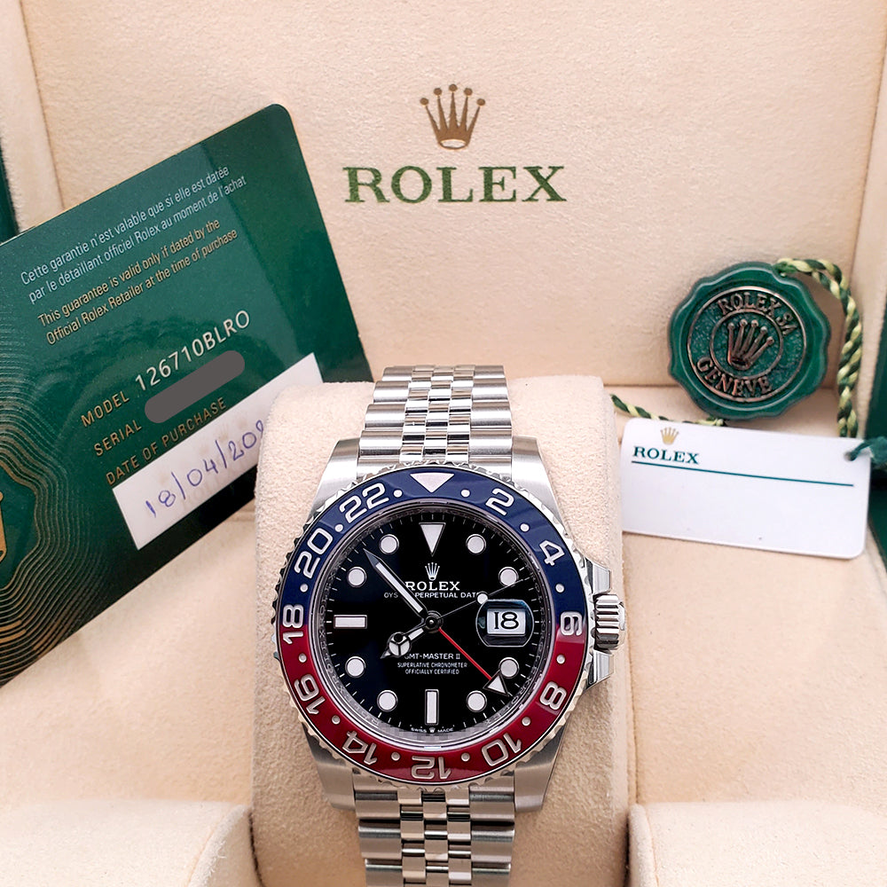Unworn 2023 Rolex GMT-Master II 40mm Pepsi Red/Blue Steel Jubilee Watch 126710BLRO Box/Papers/Tag