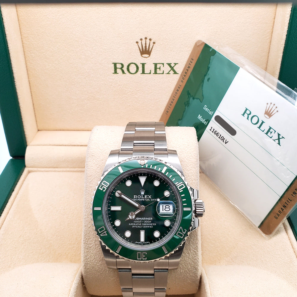 2017 Rolex Submariner "Hulk" Green Ceramic Bezel 40mm Steel Watch 116610LV Box Papers