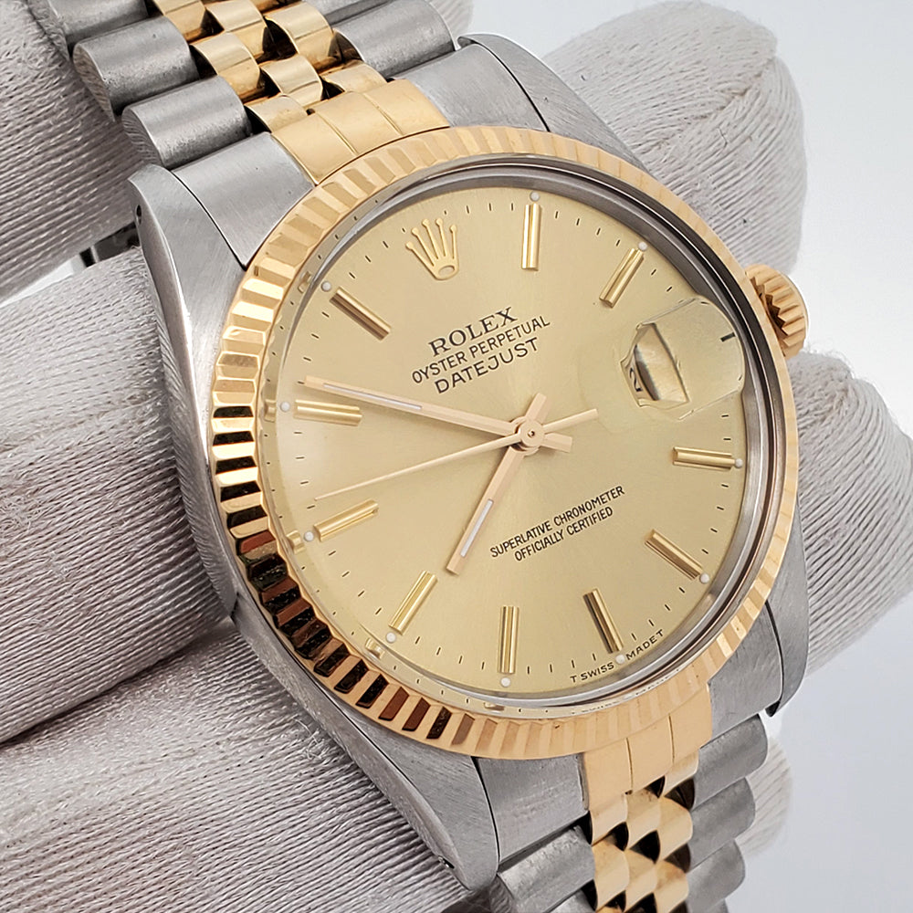 Rolex Datejust 36mm Champagne Dial Yellow Gold/Stainless Steel 16013 Watch