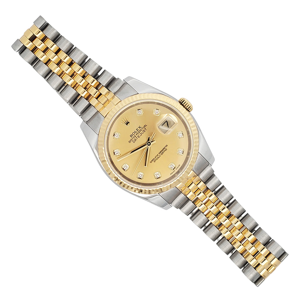 Rolex Datejust Factory Champagne Diamond Dial 2-tone Yellow Gold/Steel Jubilee 36mm Watch 116233