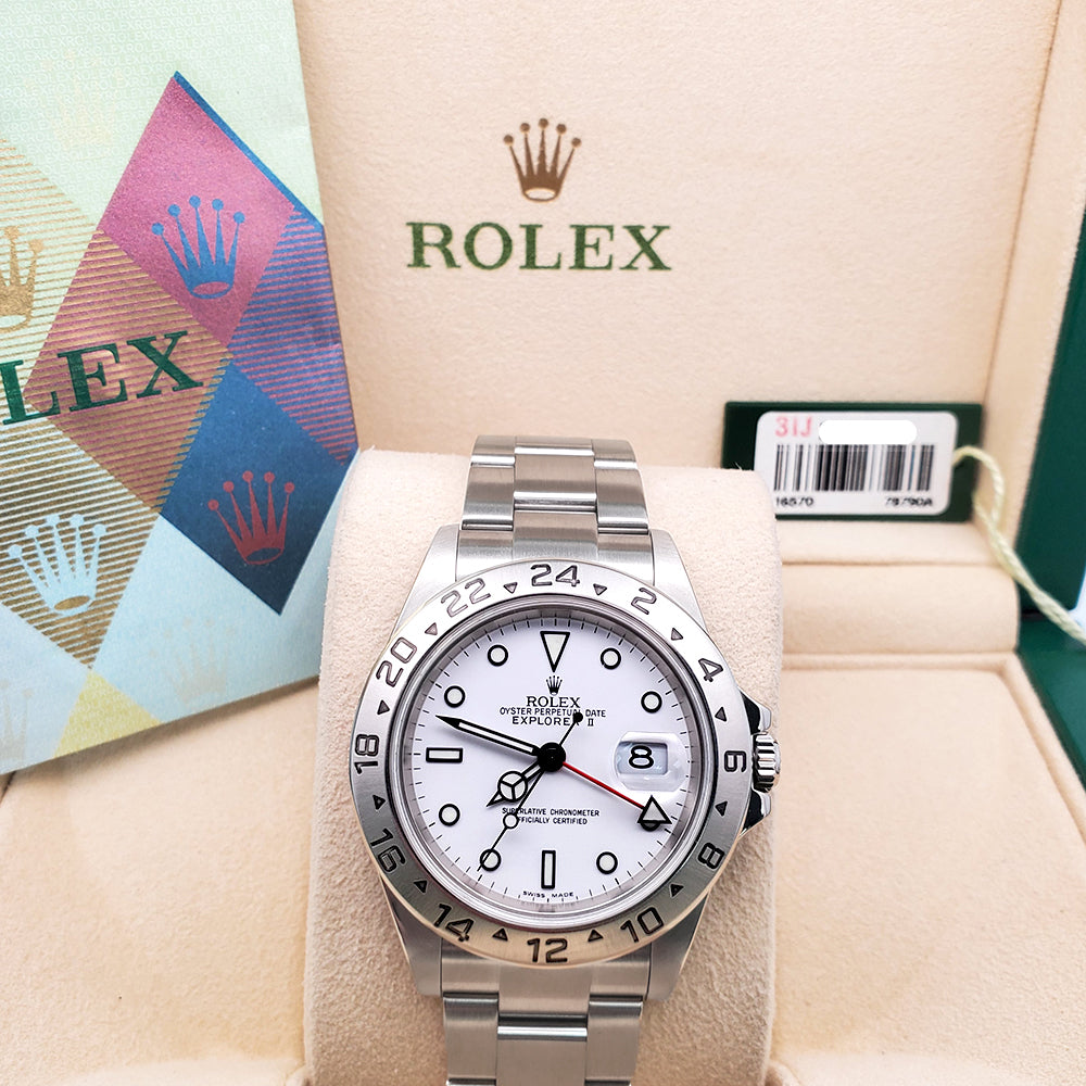 2007 Rolex Explorer II Polar White Steel Oyster 40mm Watch 16570 Box/Papers/Serial Tag