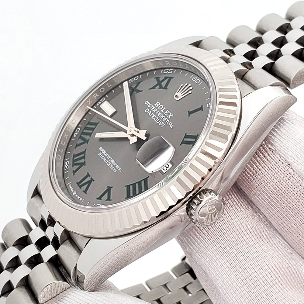 2023 Rolex Datejust 41 126334 Wimbledon Slate Roman Dial Steel Jubilee Watch Box Papers