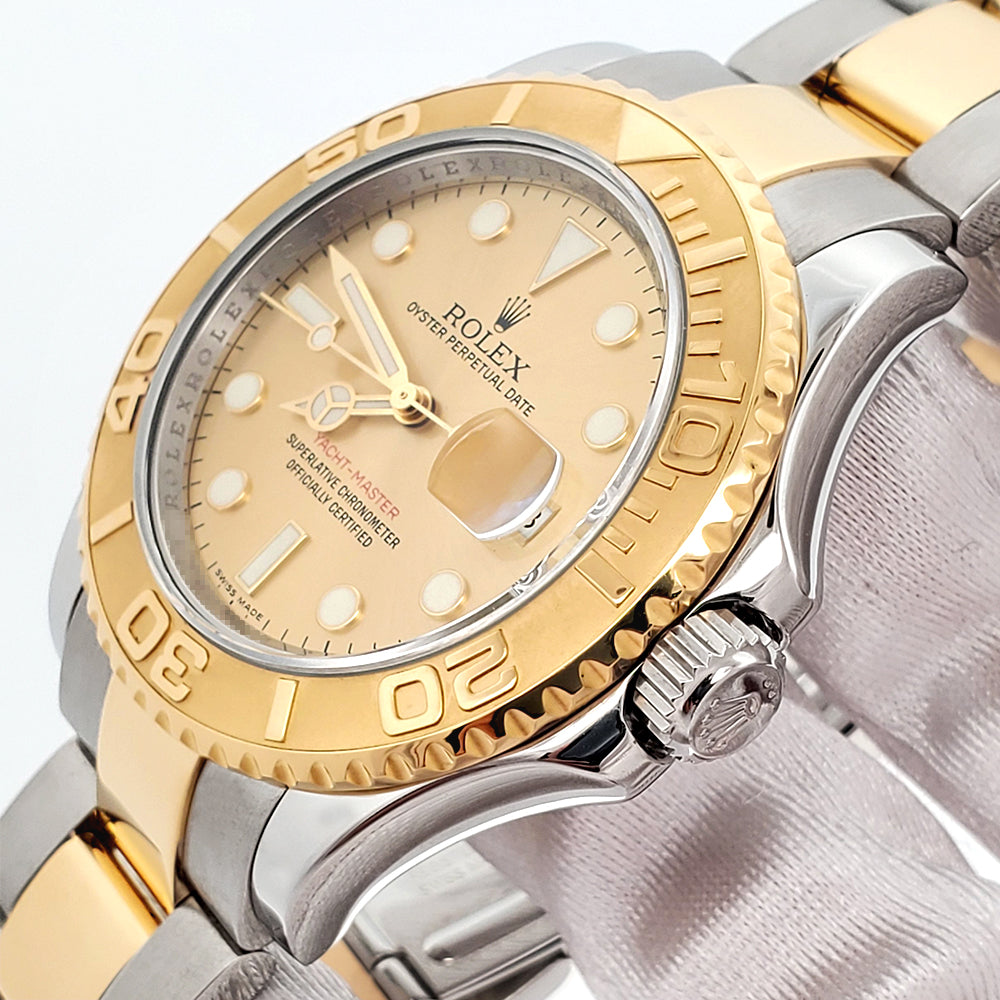 2009 Rolex Yacht-Master 40mm Champagne Dial Yellow Gold/Steel 16623 Watch Box Papers