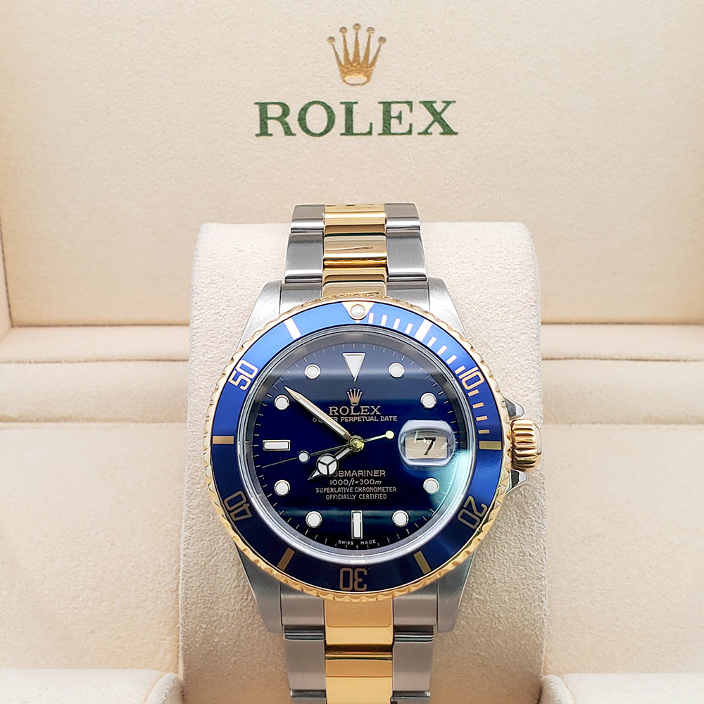 Rolex Submariner Date 40mm Blue Dial Yellow Gold/Steel Watch 16613
