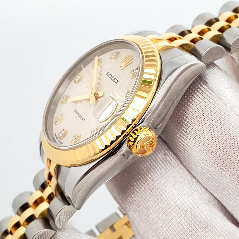 Rolex Datejust Factory Diamond Silver Jubilee Dial 2-tone Yellow Gold/Steel 31mm Watch 178273 Box Papers