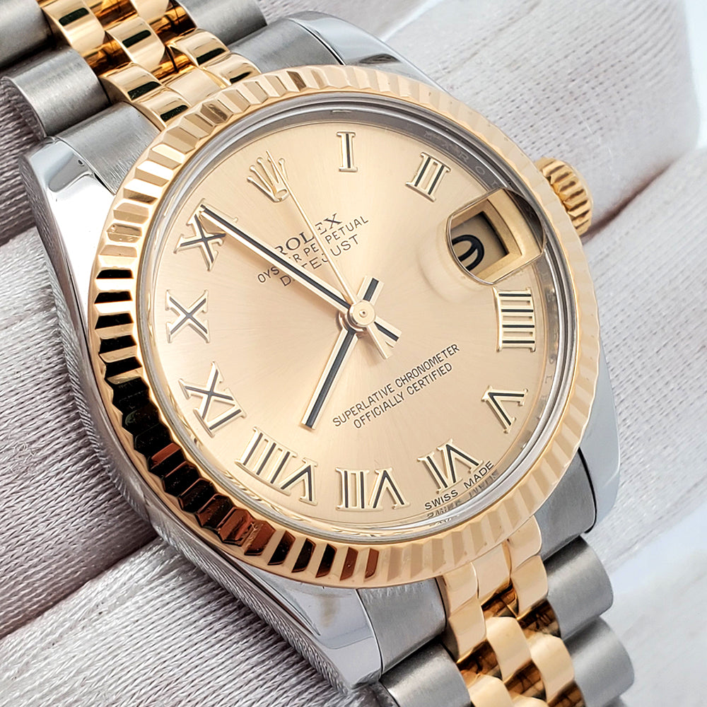 Rolex Datejust 31mm Champagne Roman 2-tone Yellow Gold/Steel Jubilee Watch 178273