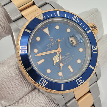 Rolex Submariner Date 40mm Blue Dial/Bezel 2-Tone Yellow Gold/Steel Watch 16613