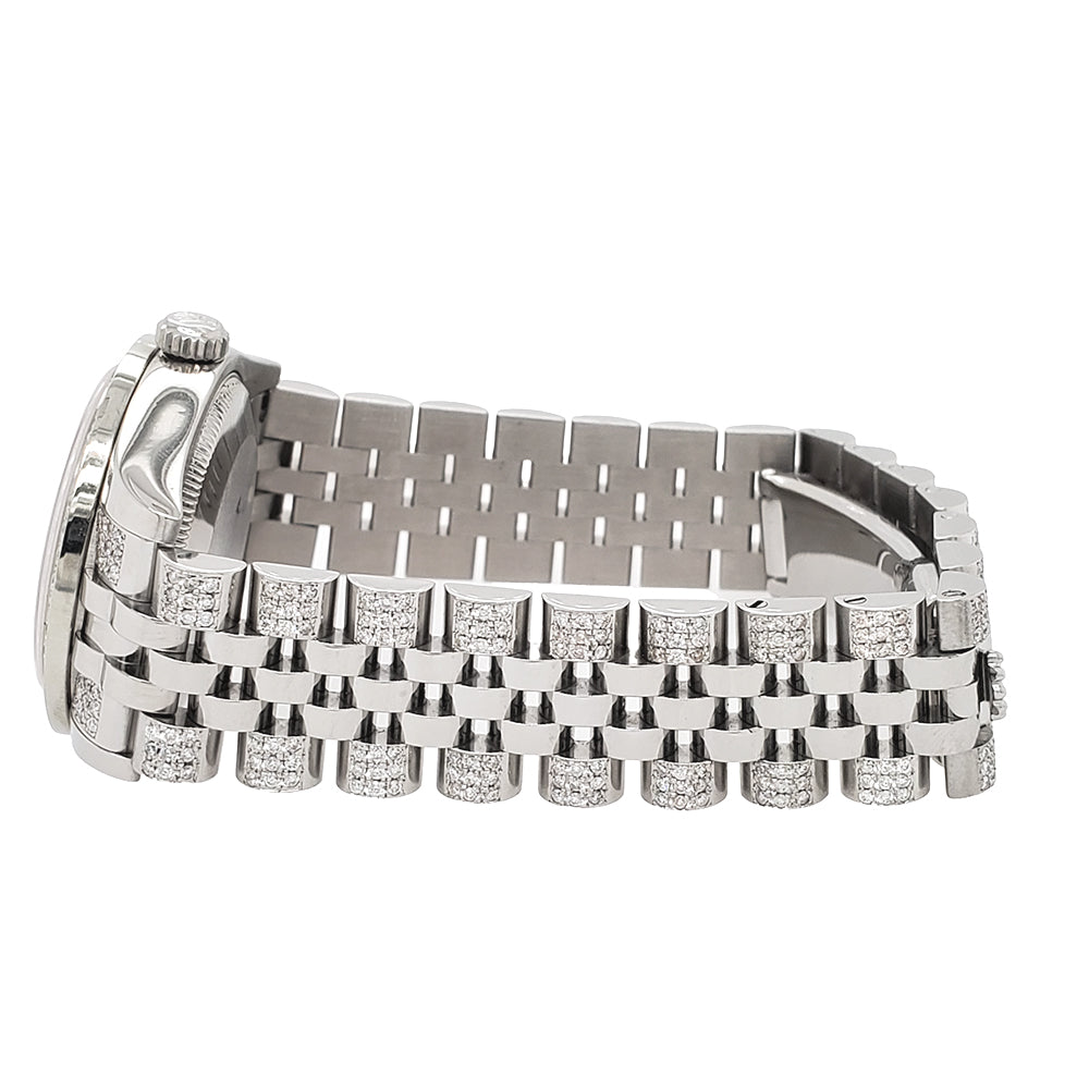 Rolex Datejust 31mm Dark Gray Dial 3.30ct Diamond Bezel/Bracelet Steel Watch 178240