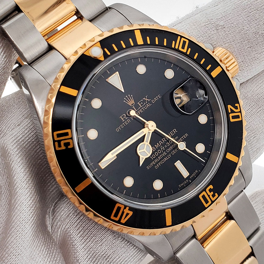 Rolex Submariner Date 40mm Black 16613 2-tone Yellow Gold/Steel Oyster Watch