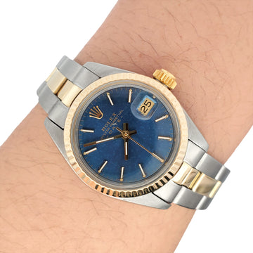 Rolex Date 26mm 2-Tone Blue Dial Oyster Watch 6917 Papers