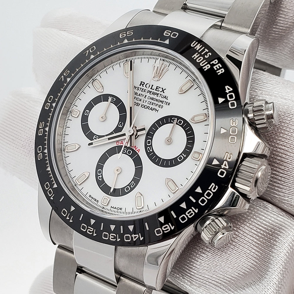 2023 Rolex Cosmograph Daytona 40mm White Panda Index Dial Steel Watch 116500LN Box Papers Tag