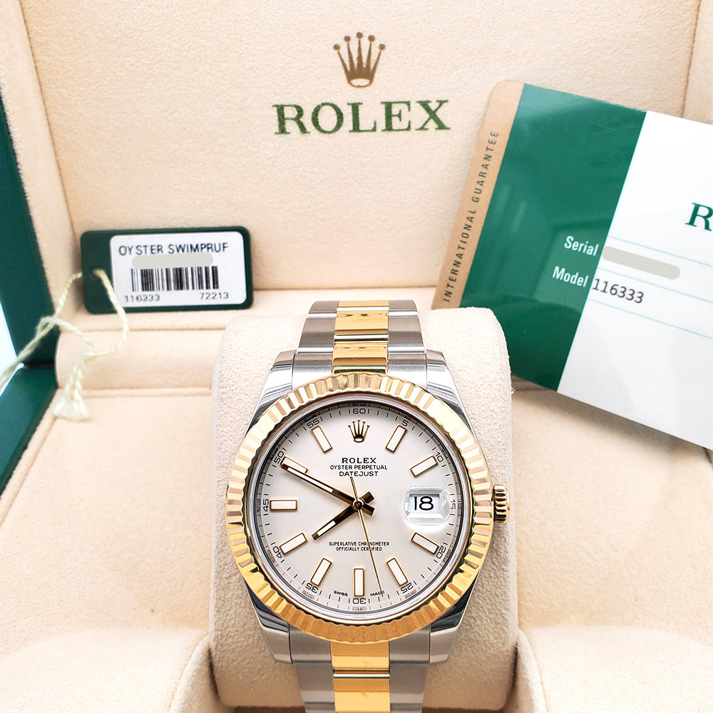 2016 Rolex Datejust II 41mm Cream Index Dial 2-tone Yellow Gold/Steel 116333 Watch Box/Papers/Tag