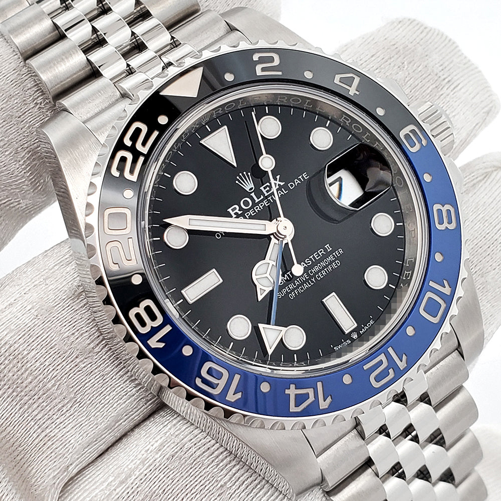 2023 Rolex GMT-Master II 40mm Batgirl Blue/Black Bezel Jubilee Steel Watch 126710BLNR Box Papers