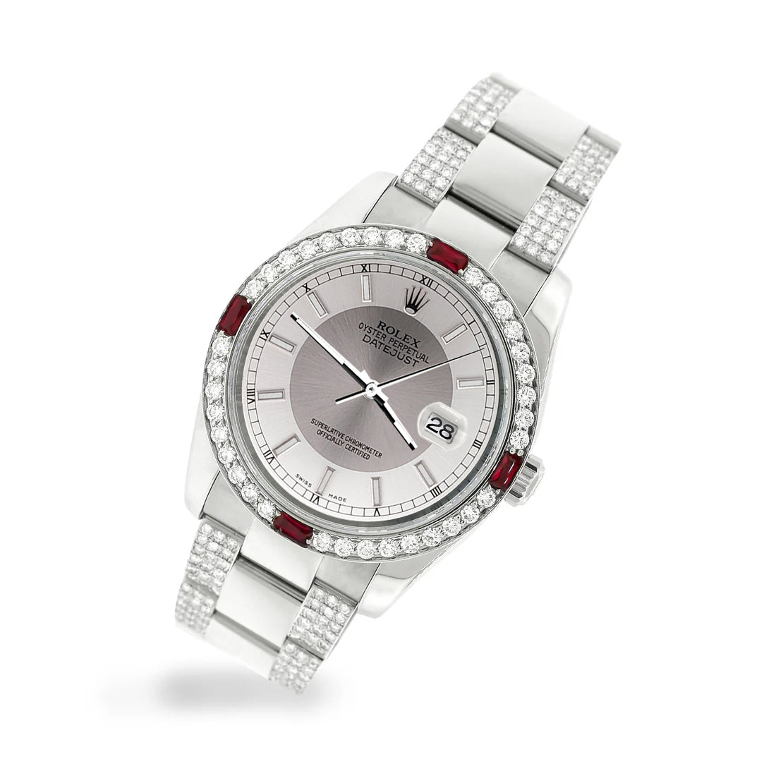 Rolex Datejust 36mm 4.5Ct Diamond Bezel/Bracelet/Silver Tuxedo Dial 116200 Steel Watch
