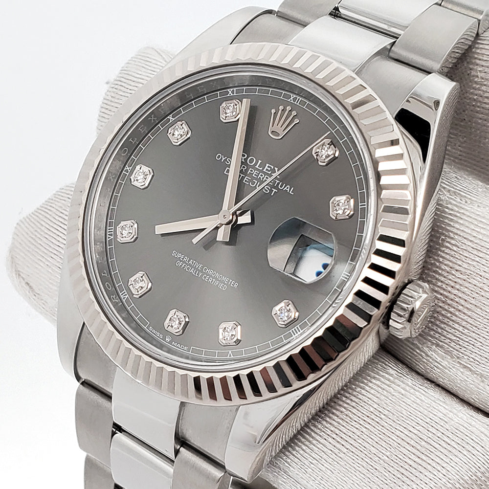 Rolex Datejust 41 126334 Factory Rhodium Diamond Dial Stainless Steel Watch 2023 Box Papers