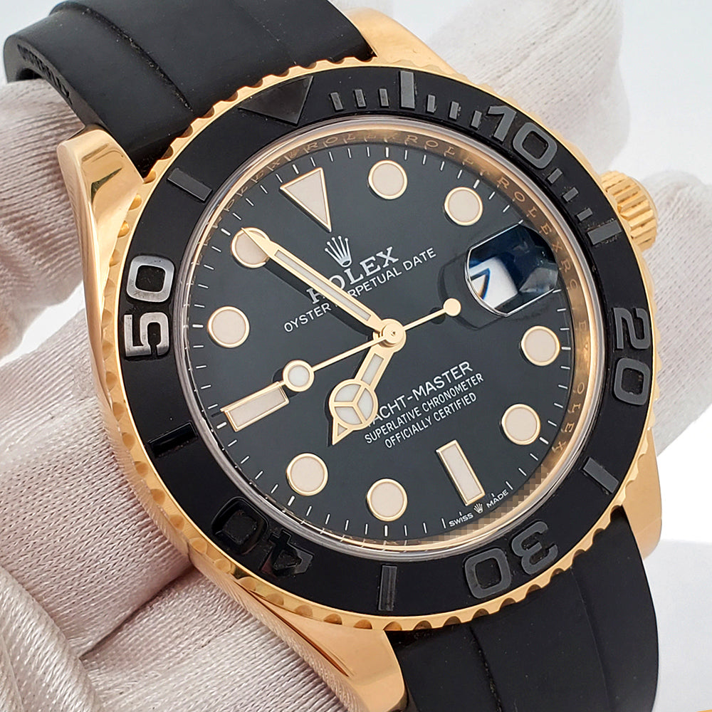 2023 Unworn Rolex Yacht-Master 42mm 226658 Black Dial Oysterflex Strap Yellow Gold Watch Box Papers