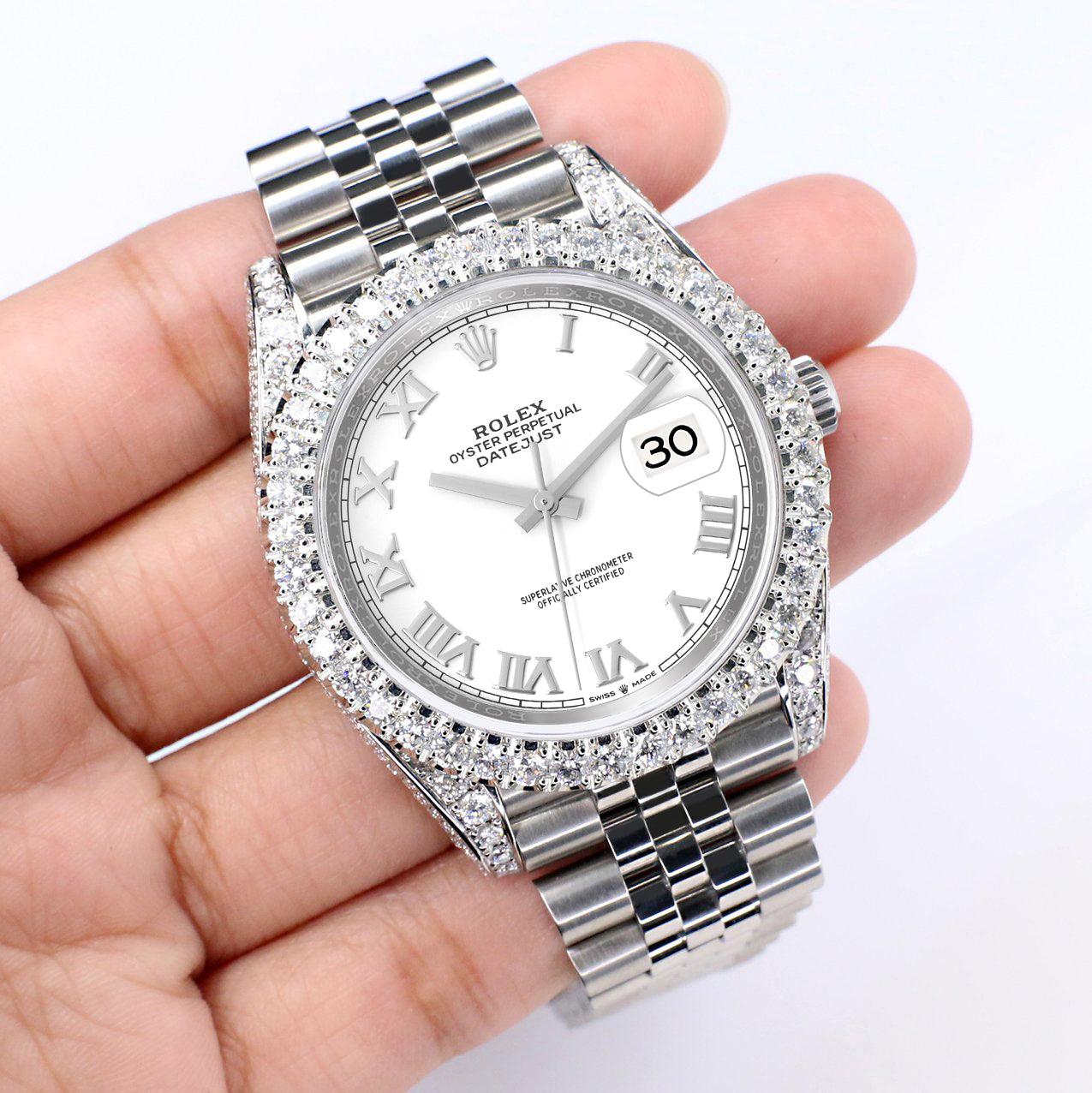 Rolex Datejust 41 Diamond Bezel White Dial Watch 126300