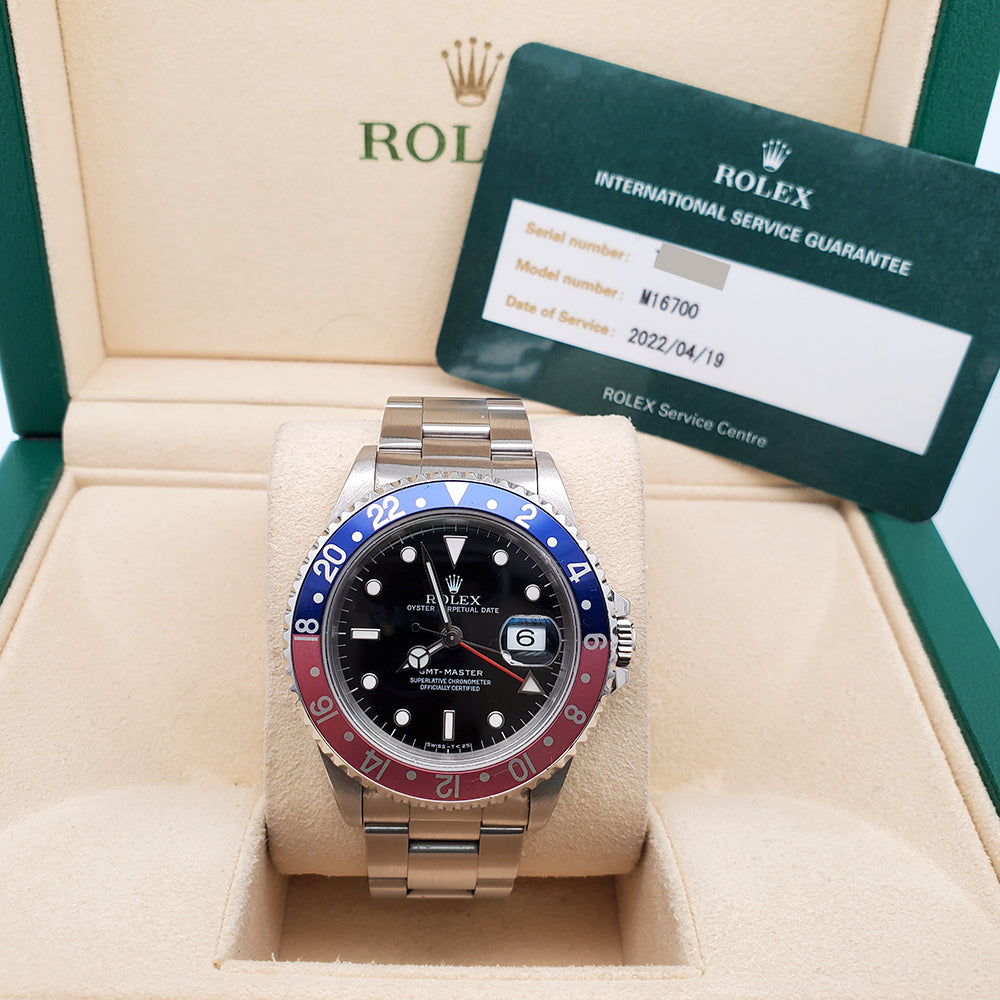 Rolex GMT-Master 40mm Pepsi Bezel Stainless Steel Oyster Watch 16700