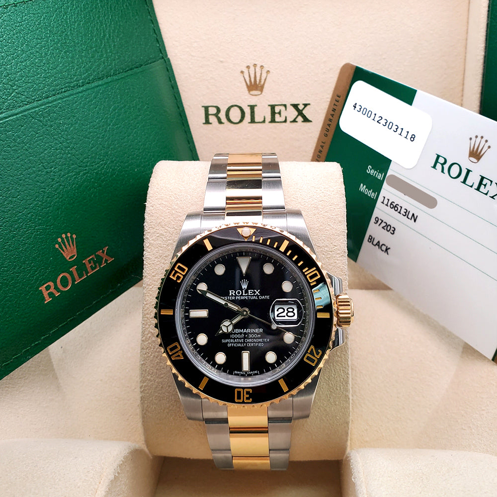 Rolex Submariner 2-Tone Gold/Steel Black Dial Watch | 116613LN