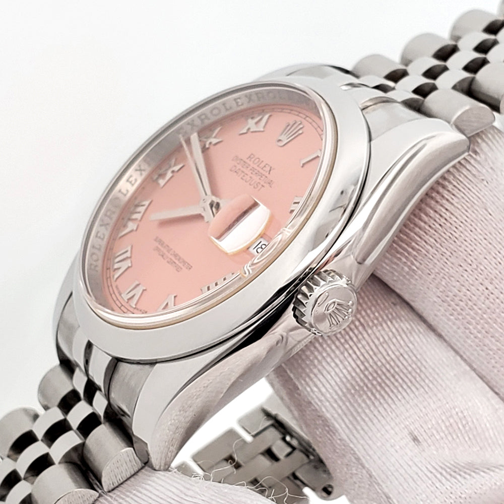 Rolex Datejust 36mm Salmon Roman Steel Jubilee Watch 116200