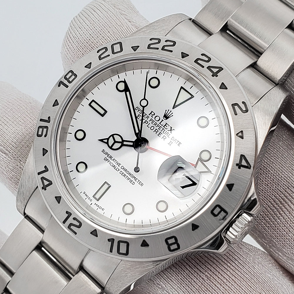 Rolex Explorer II 40mm Polar White Steel Oyster Watch 16570  Box Papers