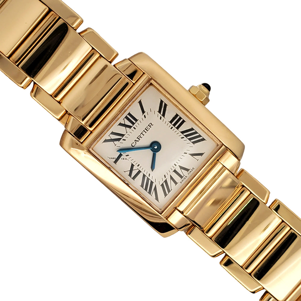 Cartier Tank Francaise Small 20mm White Roman 18K Yellow Gold Ladies Watch 2385