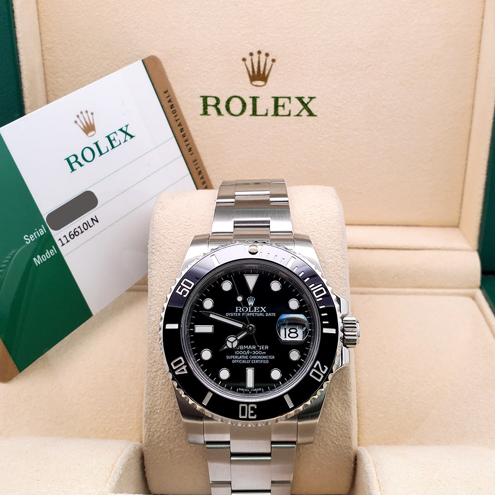 Rolex Submariner Date 40mm Black Dial Steel Watch 116610LN Box Papers