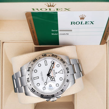 Rolex Explorer II 42mm Polar White Dial Stainless Steel Oyster Watch 216570 Box Papers