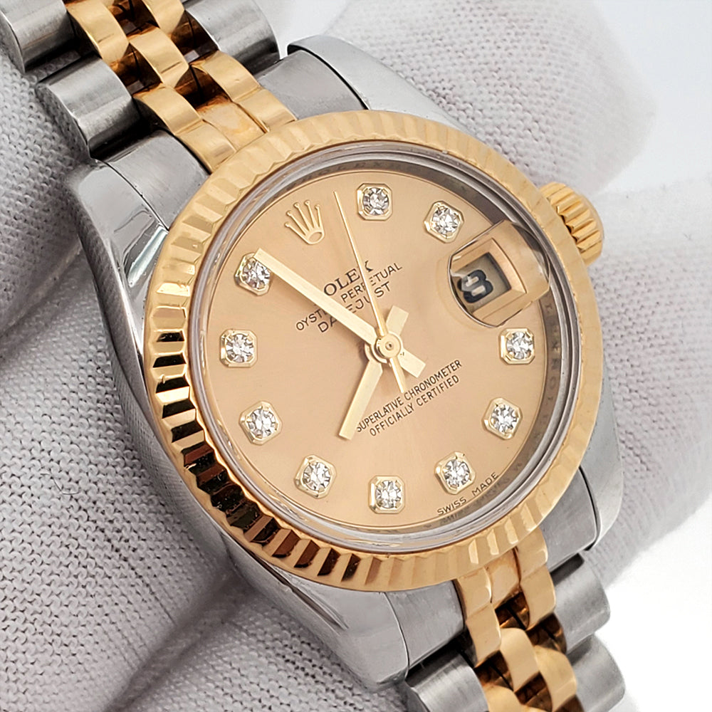 Rolex Datejust 26mm 179173 Factory Champagne Diamond 2-tone Yellow Gold/Steel Jubilee Watch