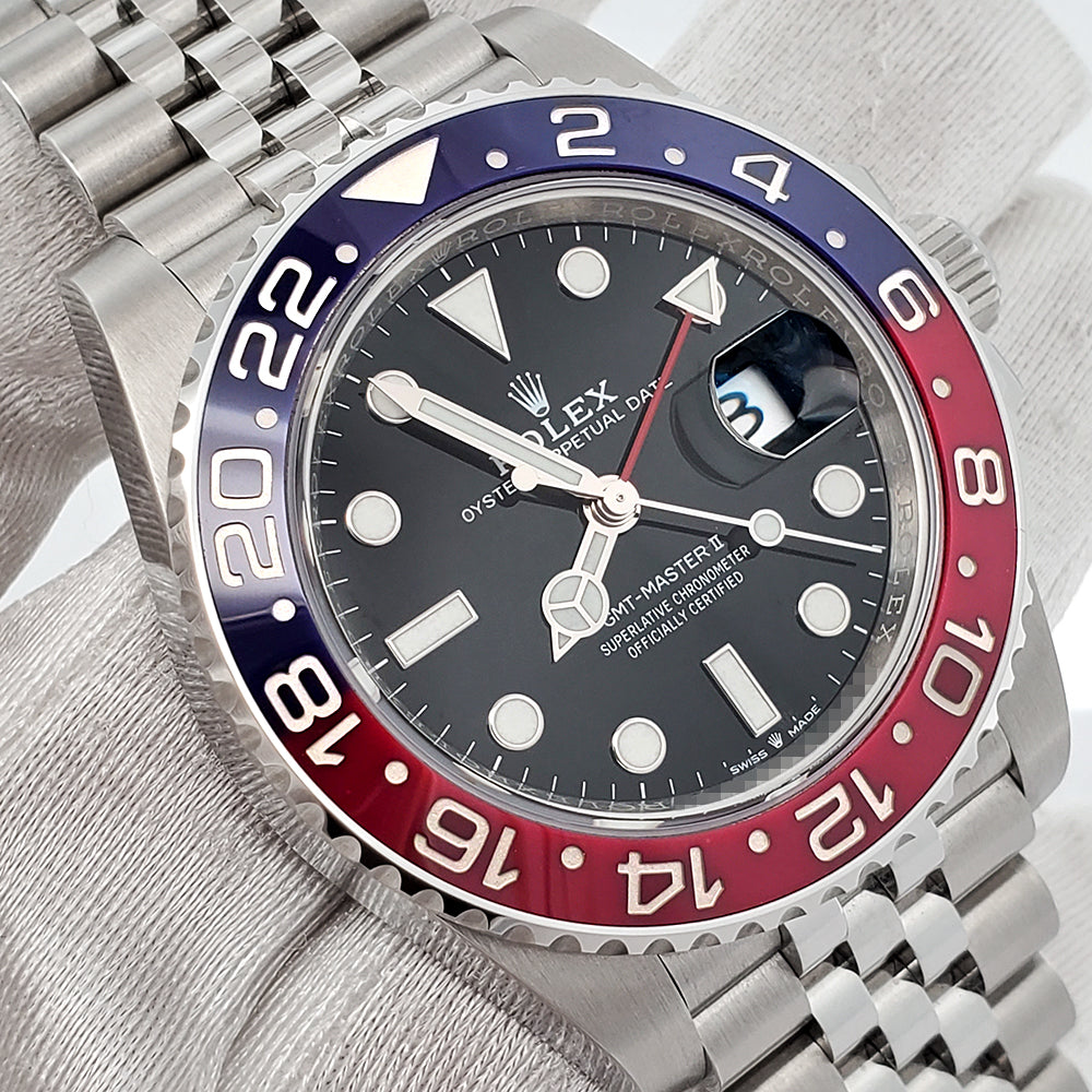 2022 Rolex GMT-Master II 40mm Pepsi Steel Jubilee Watch 126710BLRO Box Papers