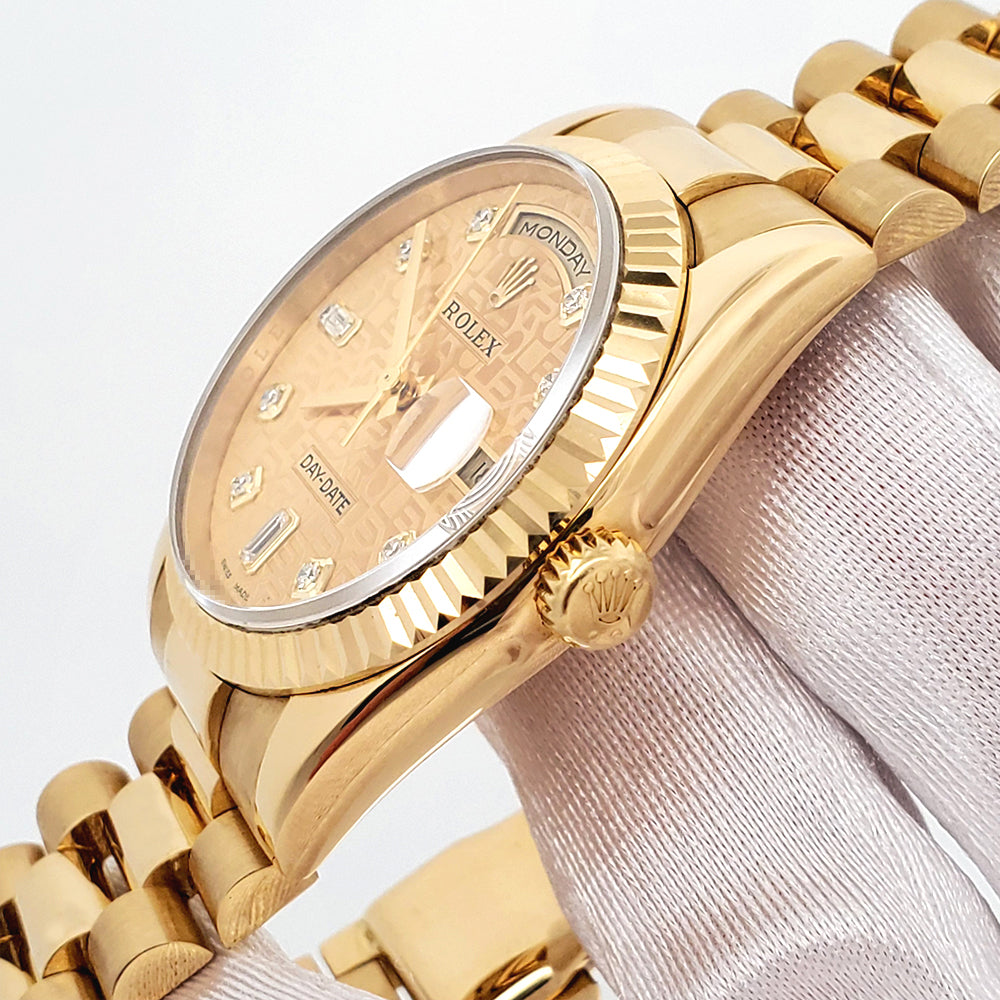 2011 Rolex President Day-Date Factory Champagne Jubilee Diamond Dial Yellow Gold 36mm Watch 118238 Box Papers