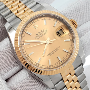 Rolex Datejust 36mm 2-Tone Yellow Gold/Steel Champagne Dial Watch 116233