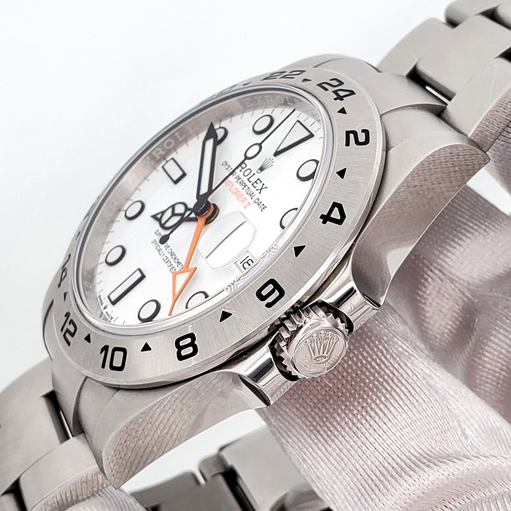 Unpolished 2024 Rolex Explorer II 42mm Polar White Steel Oyster Watch 226570 Box/Papers/Tag